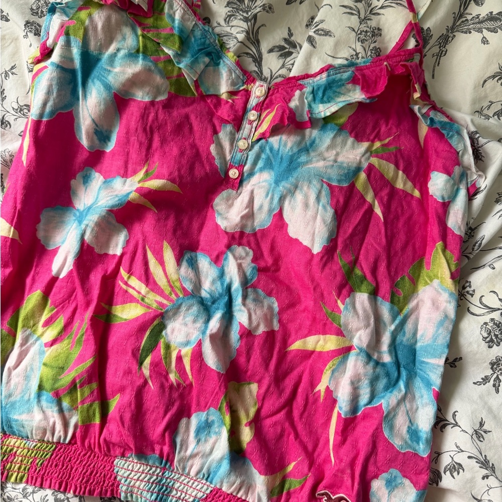 Hollister Hot Pink Floral Cami Top